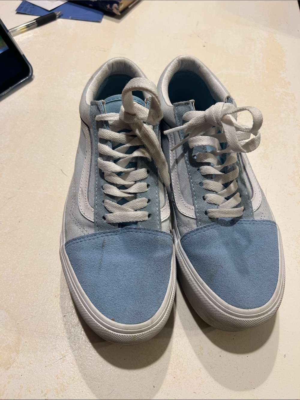 Vans Light Blue and White Old Skool Sneakers